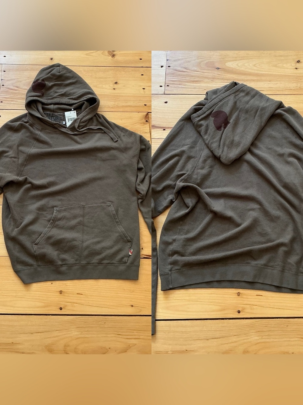 NWT FREECITY Brown Life Nature Love Letsgotogether Hoodie Size 3 / L